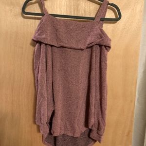 Lavender Field Rose Cold Shoulder Sweater, Size M